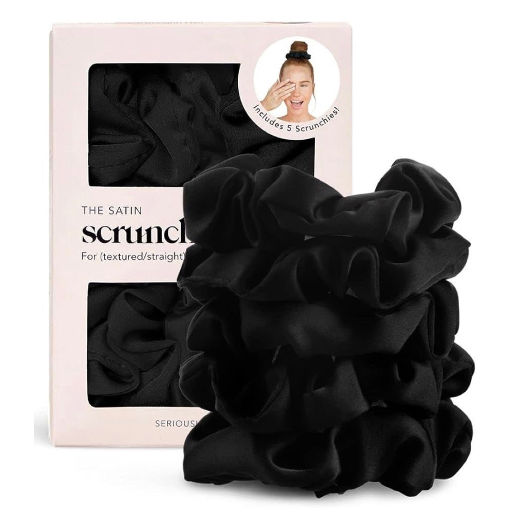 Satin Scrunchies 5pcs - Black